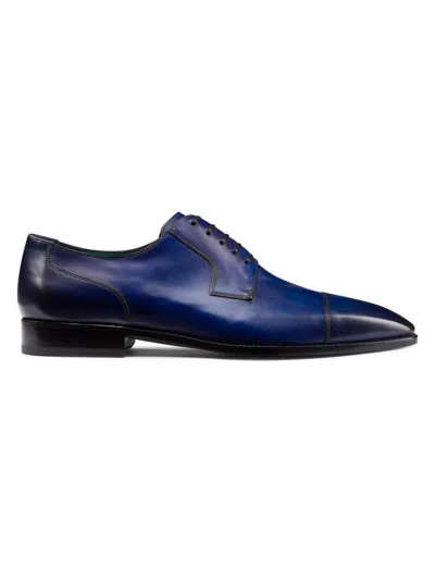 Stefano Ricci Men's Calfskin Leather Derby Shoes In Blue