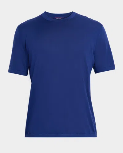 Stefano Ricci Men's Cashmere Alpha Yarn Crewneck T-shirt In Blue