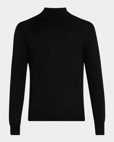Stefano Ricci Men's Cashmere And Silk Mock Neck Sweater In Black