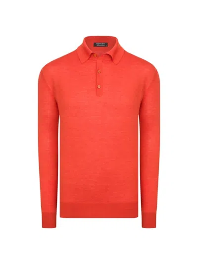 Stefano Ricci Men's Cashmere And Silk Polo Sweater In Orange