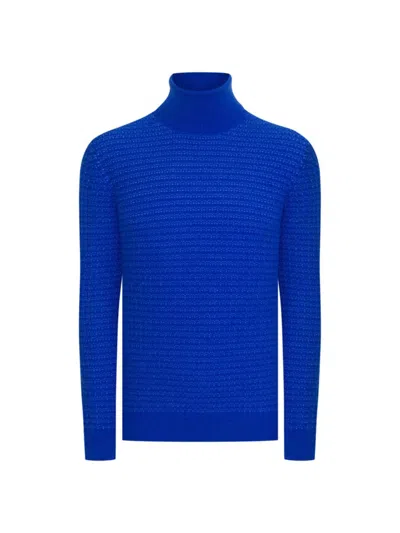 Stefano Ricci Men's Cashmere And Silk Turtleneck Sweater In Blue