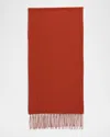 Stefano Ricci Men's Cashmere Embroidered Monogram Scarf In Brick Brown