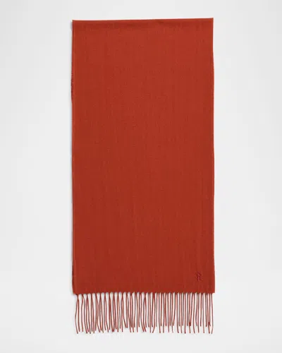 Stefano Ricci Men's Cashmere Embroidered Monogram Scarf In Brick Brown