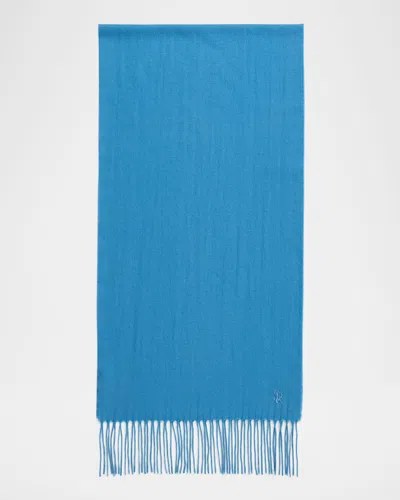 Stefano Ricci Men's Cashmere Embroidered Monogram Scarf In Light Blue