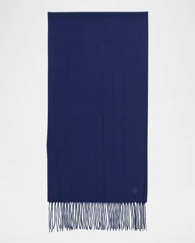 Stefano Ricci Men's Cashmere Embroidered Monogram Scarf In Prince Blue