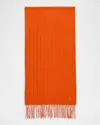 Stefano Ricci Men's Cashmere Embroidered Monogram Scarf In Pumpkin Orange
