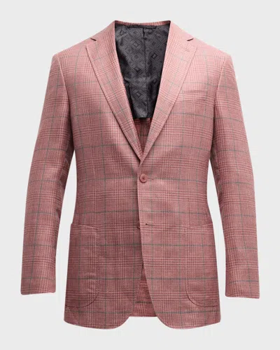 Stefano Ricci Men's Cashmere Plaid Jacket In Pink