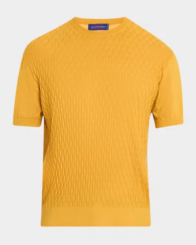 Stefano Ricci Men's Cashmere Short-sleeve Crewneck Sweater In Gold