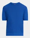 Stefano Ricci Men's Cashmere Short-sleeve Crewneck Sweater In Medium Blue