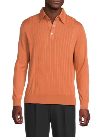 Stefano Ricci Men's Cashmere-silk Polo Sweater In Orange