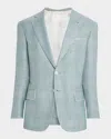 Stefano Ricci Men's Check Single-breasted Sport Coat In Turquoise