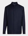 Stefano Ricci Men's Covered-zip Pocket Car Coat In Navy