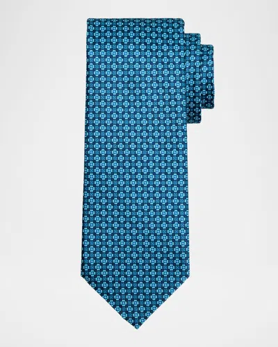 Stefano Ricci Men's Connected Geometric Silk Tie In Blue