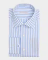 Stefano Ricci Men's Cotton Bengal Stripe Dress Shirt In Light Blue