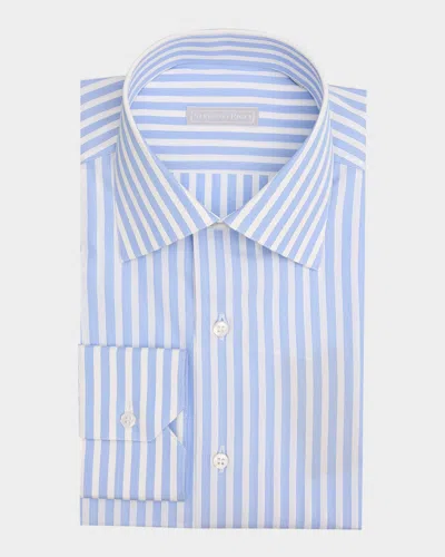 Stefano Ricci Men's Cotton Bengal Stripe Dress Shirt In Light Blue