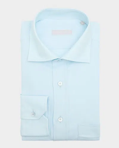 Stefano Ricci Men's Cotton Cashmere Dress Shirt In Blue