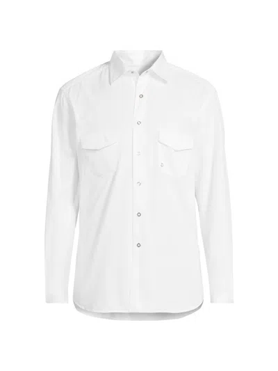 Stefano Ricci Men's Cotton Chambray Snap-front Shirt In White