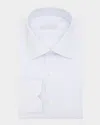 Stefano Ricci Men's Cotton Micro-graph Check Point Collar Dress Shirt In White