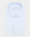 Stefano Ricci Men's Cotton Multi-stripe Point Collar Dress Shirt In White