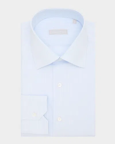 Stefano Ricci Men's Cotton Multi-stripe Point Collar Dress Shirt In White