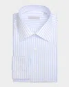 Stefano Ricci Men's Cotton Multi-stripe Point Collar Dress Shirt In White