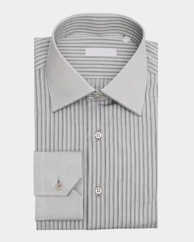 Stefano Ricci Men's Cotton Tonal Stripe Dress Shirt In Grey