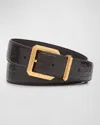 Stefano Ricci Men's Crocodile Leather Belt In Brown/silver
