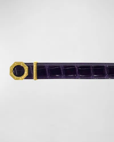 Stefano Ricci Men's Crocodile Leather Belt In Light Violet
