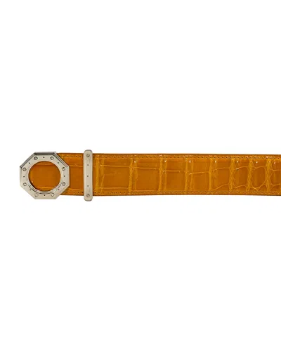 Stefano Ricci Men's Crocodile Leather Belt In Yellow