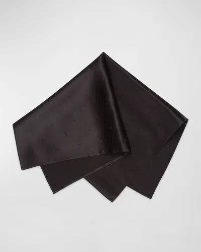 Stefano Ricci Men's Crystal-embellished Silk Pocket Square In Black