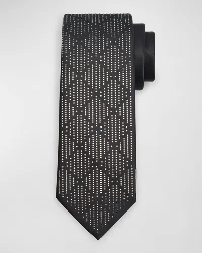 Stefano Ricci Men's Crystal-embellished Silk Tie In Black