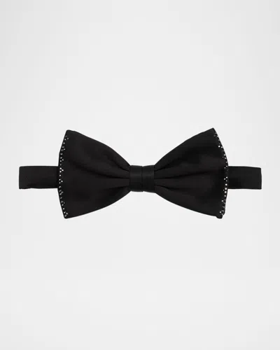 Stefano Ricci Men's Crystal-trim Silk Bow Tie In Black