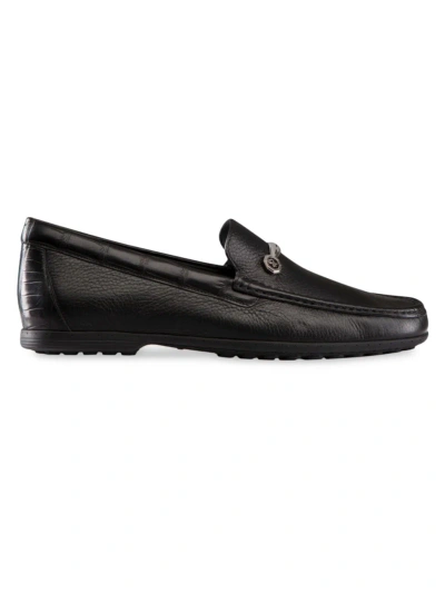 Stefano Ricci Men's Deerskin And Crocodile Leather Loafers In Black