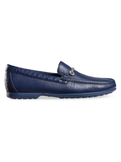 Stefano Ricci Men's Deerskin And Crocodile Leather Loafers In Blue