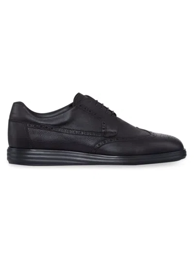 Stefano Ricci Men's Derby Brogue Shoes In Calfskin Leather In Black