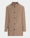 Stefano Ricci Men's Double-face Wool Hooded Jacket In Brown