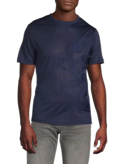 Stefano Ricci Men's Dragon Wool T-shirt In Blue