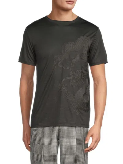Stefano Ricci Men's Dragon Wool T-shirt In Gray
