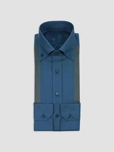 Stefano Ricci Men's Dress Shirt With Eagle In Blue