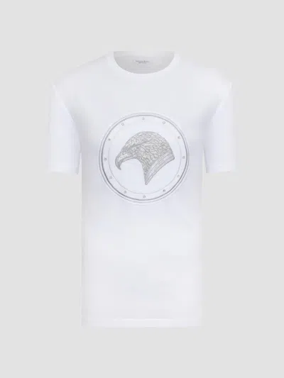 Stefano Ricci Men's Eagle Crystal Embroidered Logo T-shirt In White