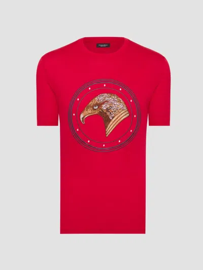 Stefano Ricci Men's Eagle Embroidered Design T-shirt In Red