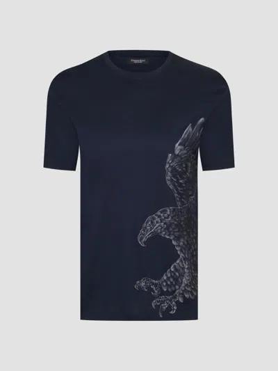 Stefano Ricci Men's Eagle Embroidered Design T-shirt In Blue