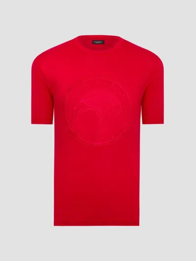 Stefano Ricci Men's Eagle Embroidered Logo T-shirt In Red