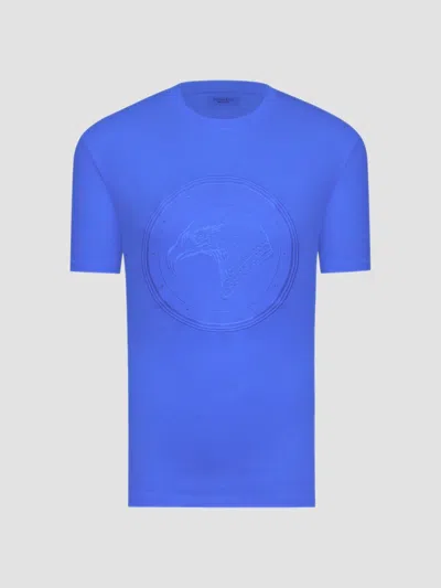 Stefano Ricci Men's Eagle Embroidered Logo T-shirt In Blue