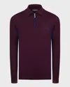 Stefano Ricci Men's Eagle Wool Quarter-zip Sweater In Burgundy