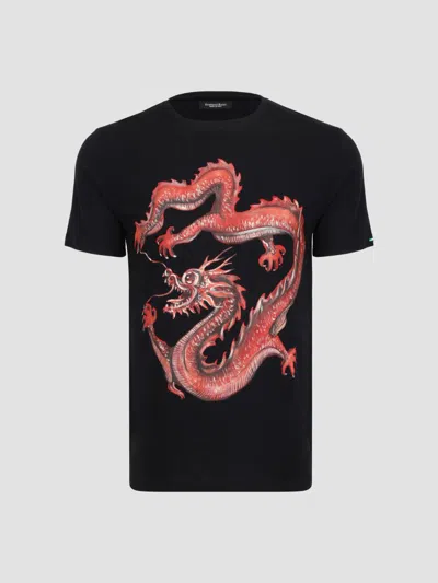 Stefano Ricci Men's Embroidered Coiled Dragon T-shirt In Animal Print