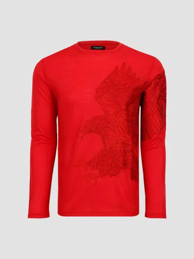 Stefano Ricci Men's Embroidered Flying Eagle Long-sleeve T-shirt In Animal Print
