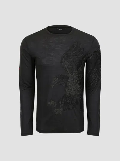 Stefano Ricci Men's Embroidered Flying Eagle Long-sleeve T-shirt In Black