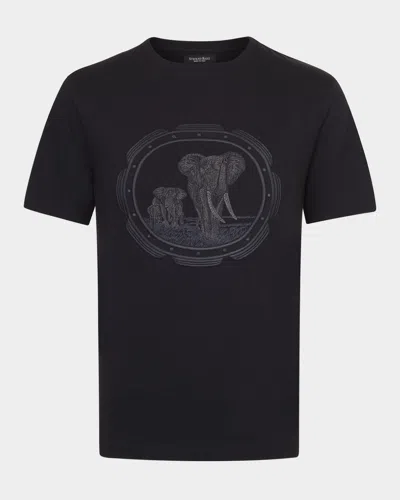 Stefano Ricci Men's Embroidered Graphic Crewneck T-shirt In Black