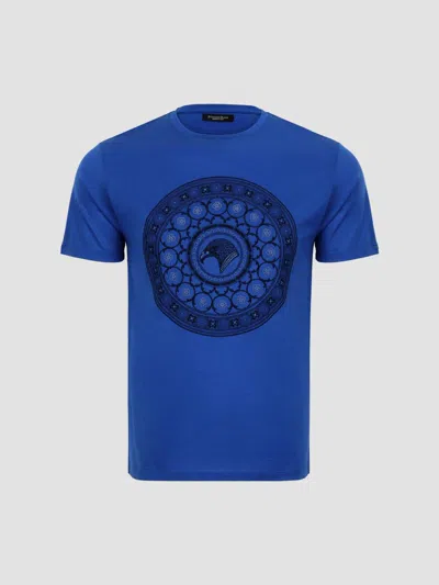 Stefano Ricci Men's Floral Medallion Logo T-shirt In Blue